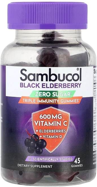 삼부콜 Sambucol 블랙 엘더베리 설탕 무함유 삼중 면역력 구미젤리 구미젤리 45개125989원산지:기타, 삼부콜 Sambucol, 블랙 엘더베리, 설탕 무함유, - 쿠팡