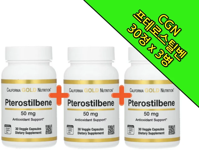 CGN 프테로스틸벤 레스베라트롤 고약사 50mg 30정 4주분 3개 - 쿠팡