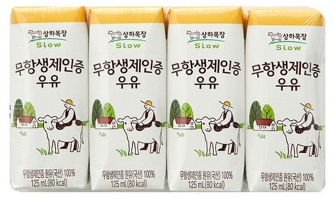 상하목장 무항생제인증우유 매일유업, 125ml, 12개