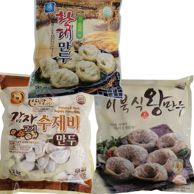 아하 담백한 맛 (감자수제비1.2+이북왕1.4+황태1.2)kg만두세트 31호 선물세트, 1세트, 3.8kg
