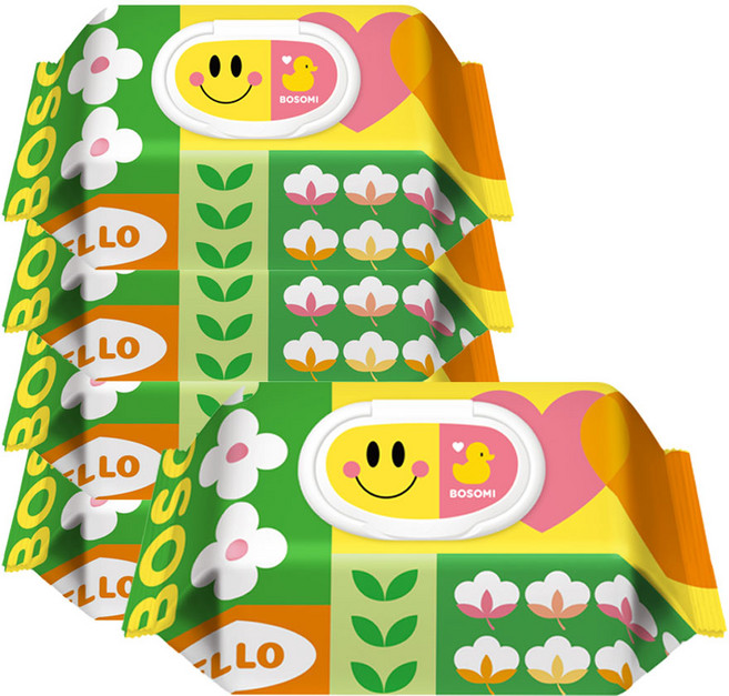 깨끗한나라 보솜이 액션플레이 아기물티슈 70매 5입, 75g