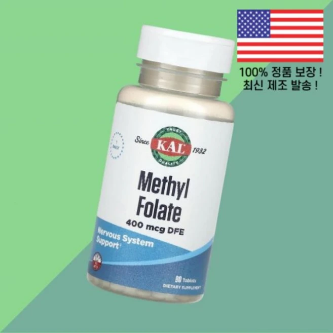 칼 KAL 메틸 엽산 폴레이트 폴릭 애씨드 400mcg DFE 90정 Methyl Folate 90 Tablets, 1 - 쿠팡