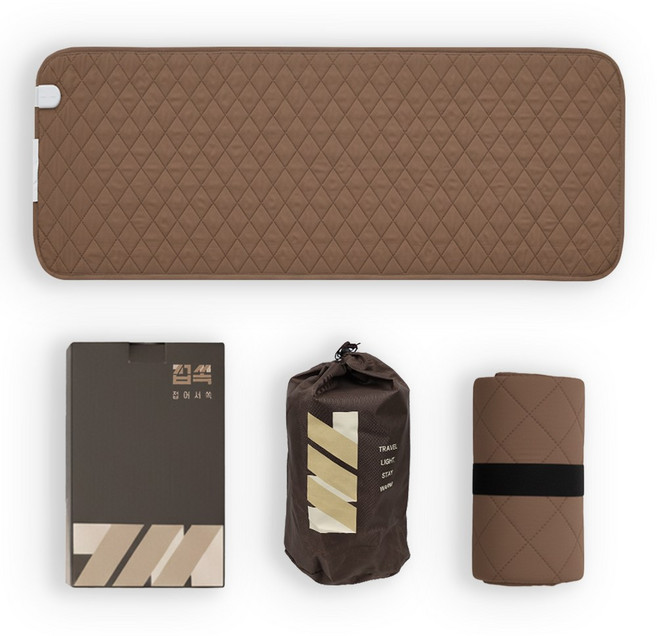 접쏙 여행용 프리볼트 전기매트 캠핑 탄소 컴팩트 전기장판 1인용 110V 겸용, 미니(50X140cm), 브라운