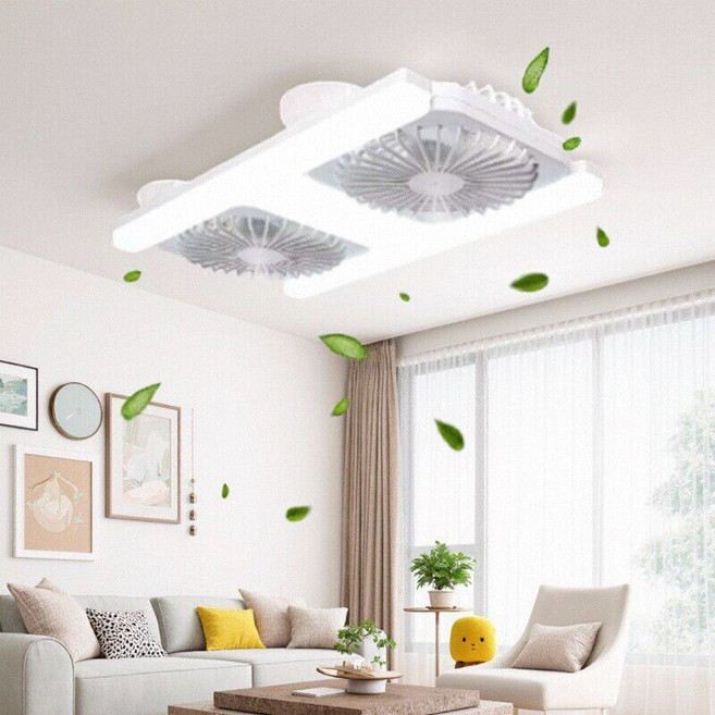 AKRUA 50W E27 리모컨천정실링팬 천장선풍기 선풍기조명 선풍기전등 씰링팬천정선풍기 실링팬 실링팬조명 무음 선풍기등 응접실 침실 삼색변광, 푸른 색