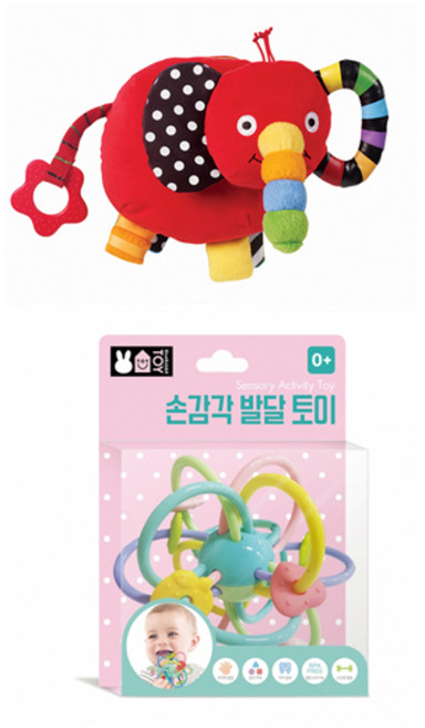 손감각 발달 토이 + 아기 코끼리 코야 (2종세트)(블루래빗), 1개