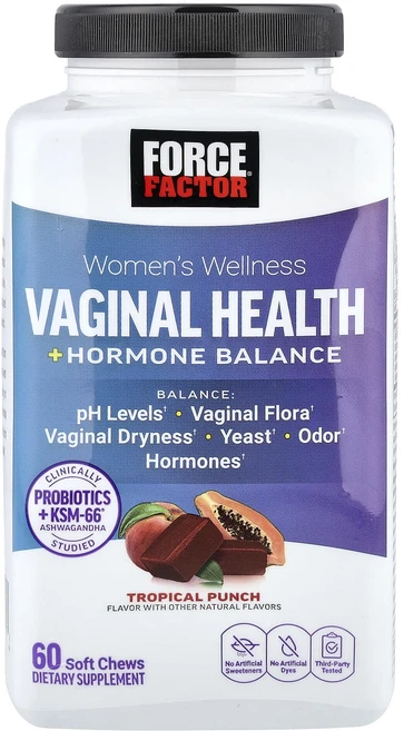 Force Factor 여성 웰니스 질 건강 + 호르몬 균형 트로피컬 펀치 소프트츄 60개, ForceFactor여성웰니스질건강호르몬균형트로피컬펀치, 1개, 60정 - 쿠팡