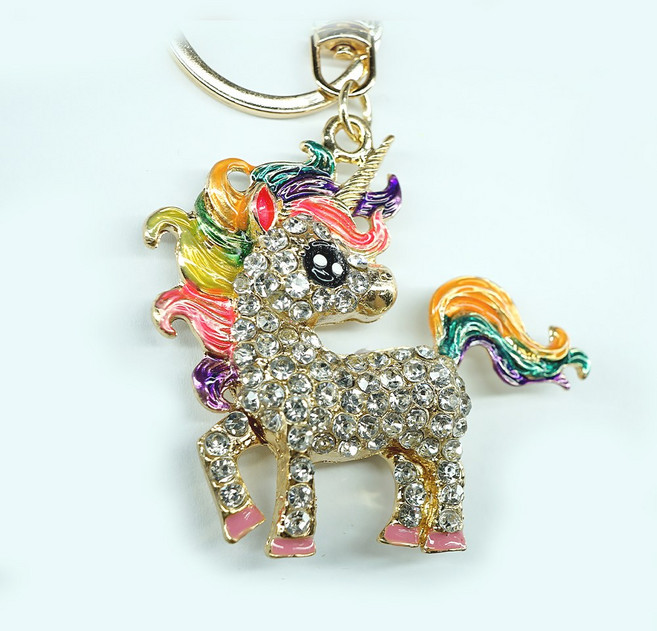 엠쿠 운수 대통 행복 행운 재물 큐빅 키홀더 열쇠고리, 유니콘 무지개