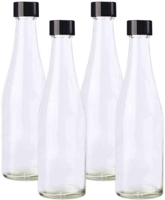 가인글로벌 석류주300 유리병 와인캡 (블랙) 주류병 담금주 술병, 4개, 300ml