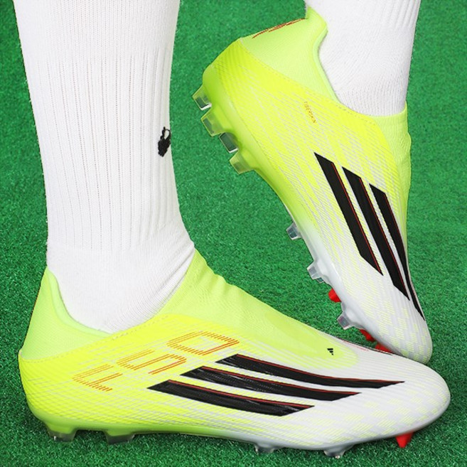 아디다스 축구화 F50 리그 레이스리스 FGMG 멀티그라운드용 팀 솔라 옐로우-블랙-루시드 레드