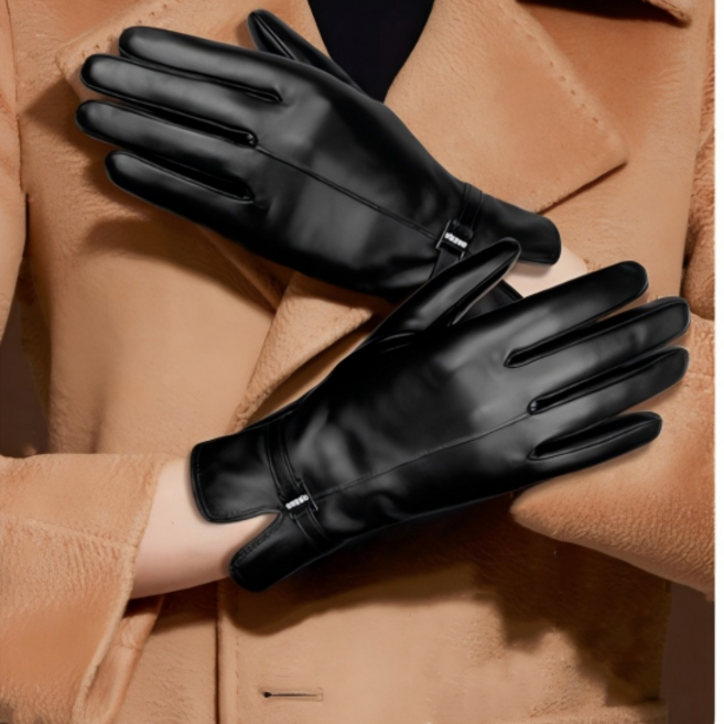 Mosashoe 여성 가죽장갑 스마트폰 터치 양가죽 장갑 풀 캐시미어 안감 방한장갑