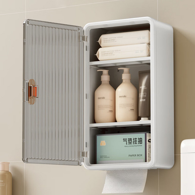 Qiaokao 벽걸이식 도어형 다용도 욕실 선반, 2개, 화이트