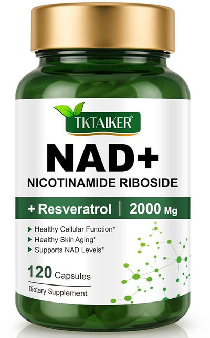 TKTALKER NAD 보충제 2000 Mg - 120 캡슐 트루 및 레스베라트롤 NMN 대체 리포솜 NAD+143327, 1
