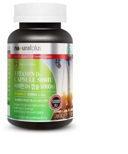 비타린VITARIN 내츄럴플러스 비타민D3 캡슐 5000IU 150mg x 180캡슐, 1개, 27g