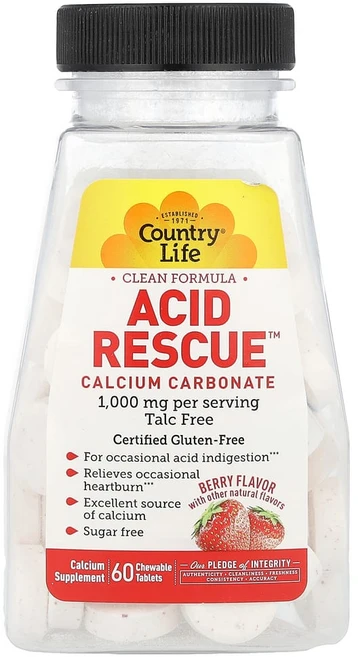컨트리라이프 Acid Resc 탄산칼슘 베리 1000mg 츄어블 정제 60정(1정당 500mg), CLF05392, 1개 - 쿠팡