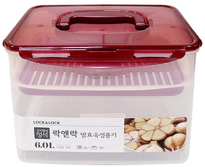 발효숙성용기 락앤락 6.0L(핸들형)-H/누름판/밀폐용기/장아찌통/김치통/김장용품/김치냉장고/김치보관용기/, 6L, 1개