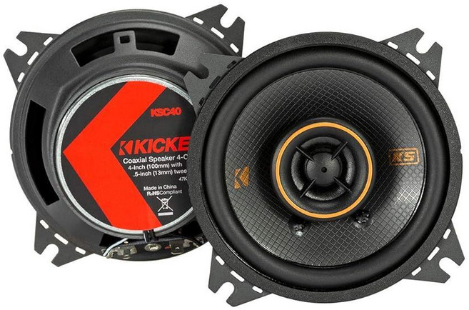 KICKER 47KSC404 KS 시리즈 로우 프로파일 10.2cm(4인치) 4옴 15~75와트 RMS 전원 공장 교체 동축 자동차 오디오 사운드 시스템 스피커(쌍)139521