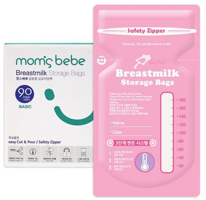 맘스베베 항균 변온기능 모유 저장팩 90매, 90개, 90