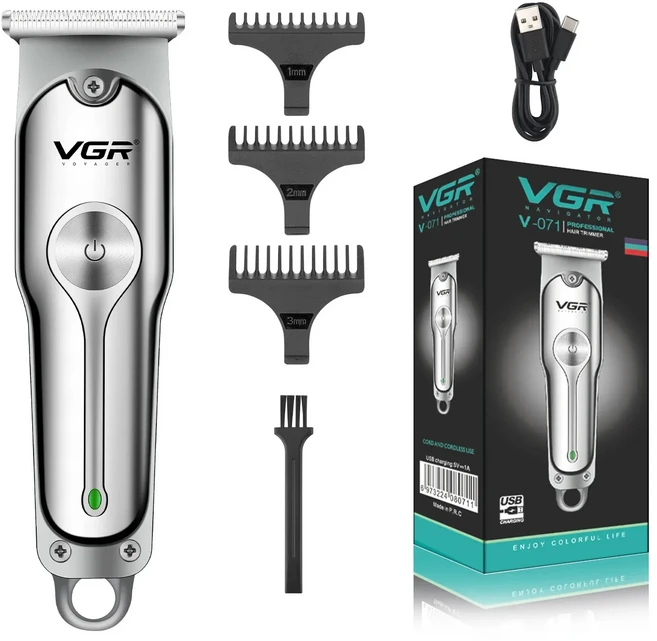 VGR 남성용 전문 헤어 클리퍼 무선 커팅 머신 제로 V-071, 02 with box