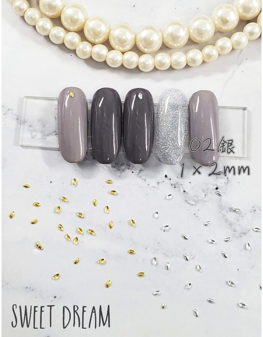 SWEET DREAM 馬眼米粒金屬鉚釘, 1個, 02【1*2mm】銀