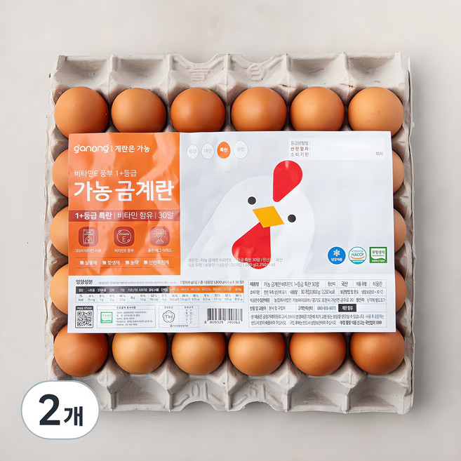 가농 무항생제 비타민E 함유 1+등급 특란, 30구, 2개