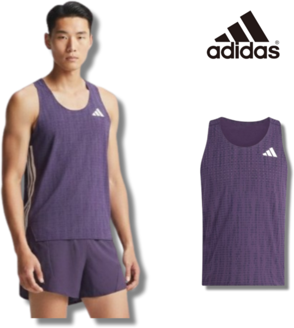 매장정품 아디다스 러닝 마라톤 나시 남성 초경량 싱글렛 상의 남자 슬림핏 통기성 민소매