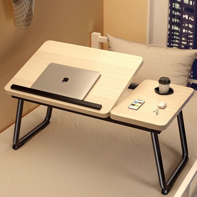 DANGZ 접이식 베드테이블 다목적 5단 각도조절 접이식 책상 침대 테이블, 베이지