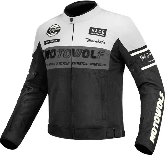 오토바이 메쉬 자켓 바이크 여름 프로텍터 상체 보호대, 화이트