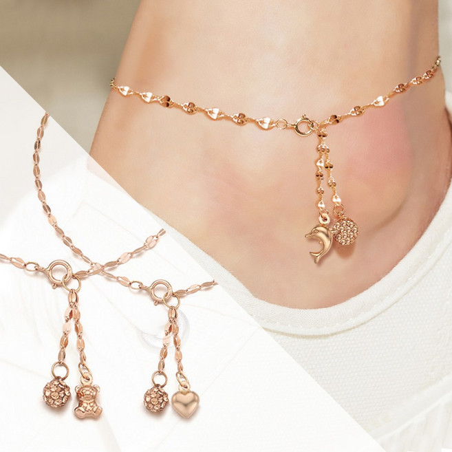행운 14K 여자 여성 금 볼 체인 돌 고래 꼬리 하트 곰돌이 발찌 펜던트 20대 30대 선물 추천