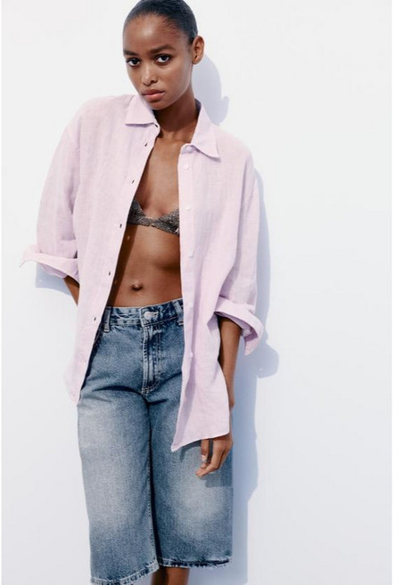 ZARA 자라 리넨 오버사이즈 셔츠 4764/001 4764001