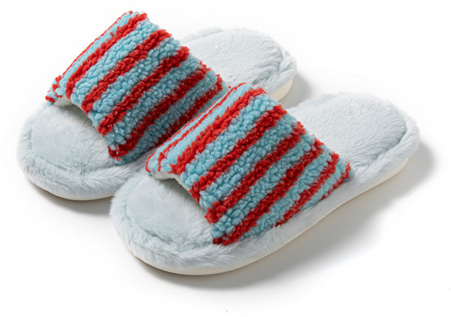 비비드 스트라이프 사계절 실내화 뽀글이 층간소음 키높이 룸슈즈 2Colors