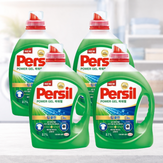 퍼실 파워젤 딥클린 일반용 액상세제 본품, 2.7L, 4개