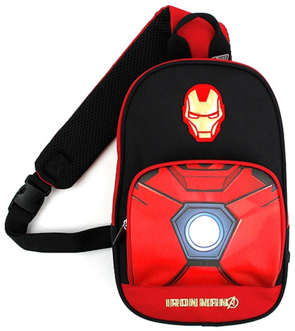 슬링백 아이언맨 마블히어로 남아 보조가방 학원가방 소풍가방