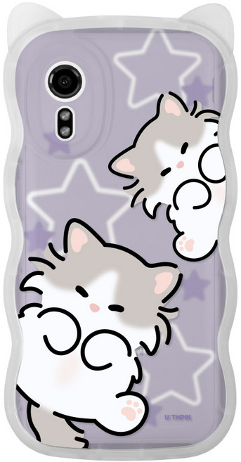 갤럭시X커버 G525 전용 고양이귀 쫑긋 캣웨이브 디자인 투명케이스