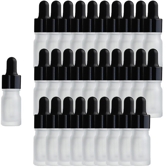 블랙 뚜껑 5ml 스포이드 불투명 공병 향 수용기, 30개