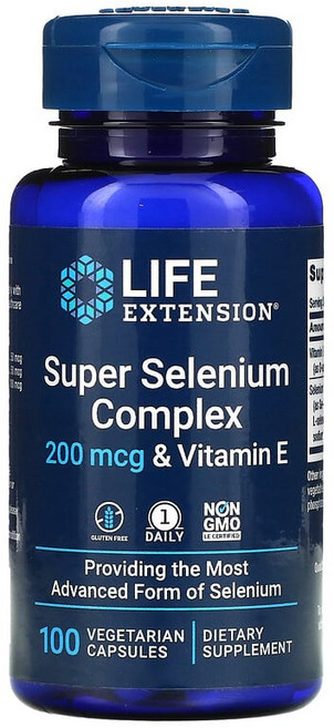 라이프익스텐션 슈퍼 셀레늄 콤플렉스 200mcg & 비타민 E 베지테리안 캡슐, 100정, 1개