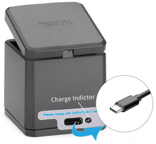 고프로 고프로8 배터리 히어로5 6 7시리즈 공용, 1개, 고프로8 7 6 5 트리플 충전기 공용