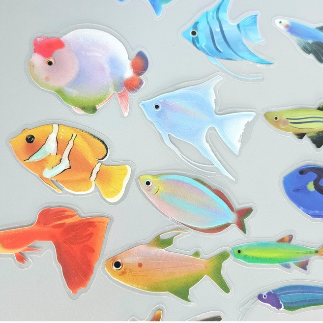 청보리샵 바다친구들 물고기 50마리 스티커 세트, 1세트