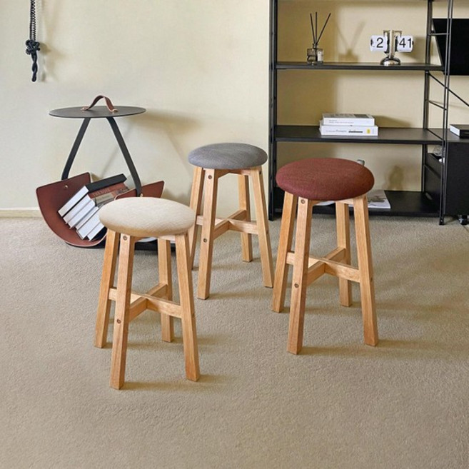 [에코상사] 원목 패브릭 헬리콘원형스툴 3COLOR, 브라운, 1개