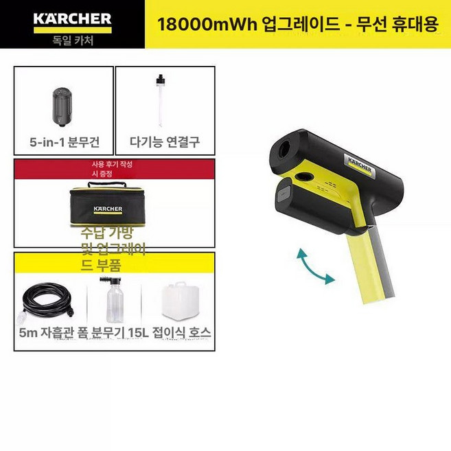 카처 미니 고압세척기 KHB 세차 컴팩트 고압 유선 생수병, 업그레이드, 기본 모델명/품번
