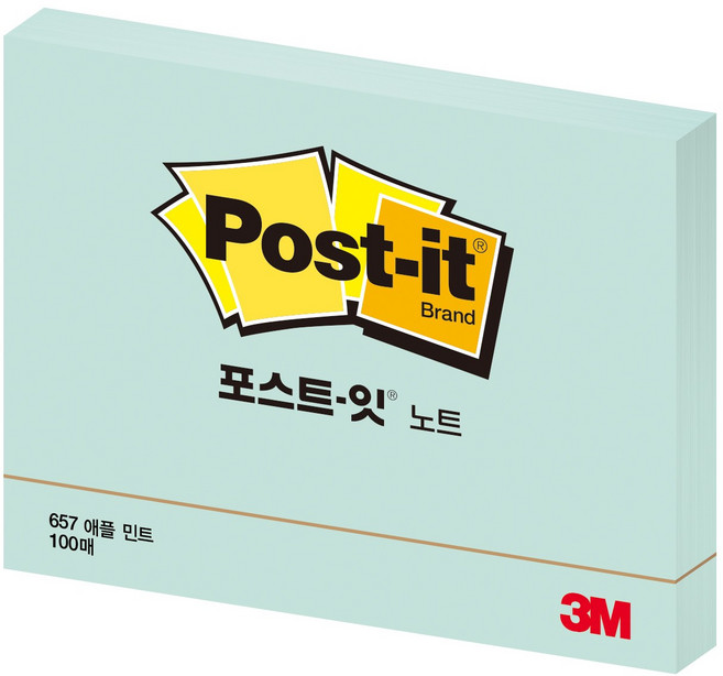 3M 포스트잍 노트 657, 애플민트, 100매, 1개