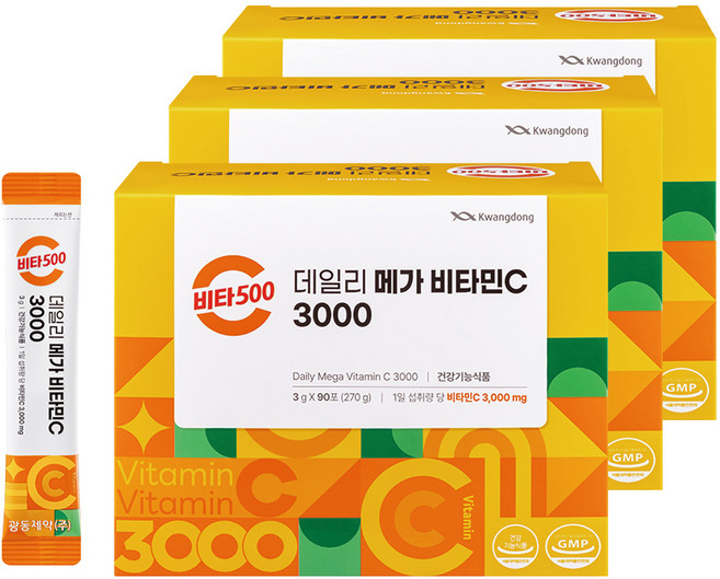 광동 비타500 데일리 메가 비타민C 3000 고함량 비타민c, 3개, 270g