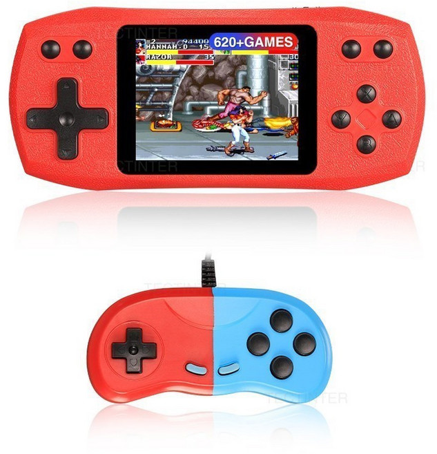 620가지 클래식 게임이 콘솔 내장된 플레이어 휴대용 2.4인치 비디오 게임 출력 레트로 충전식, 2) Red With Gamepad, 한개옵션1