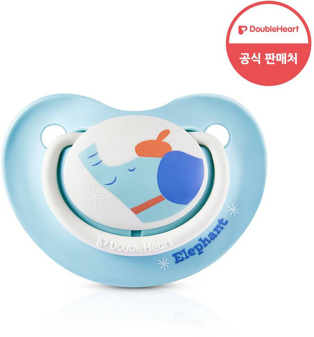 더블하트 디어프렌즈 꿈꾸는코끼리 노리개젖꼭지, S(0~3개월), 블루, 1개