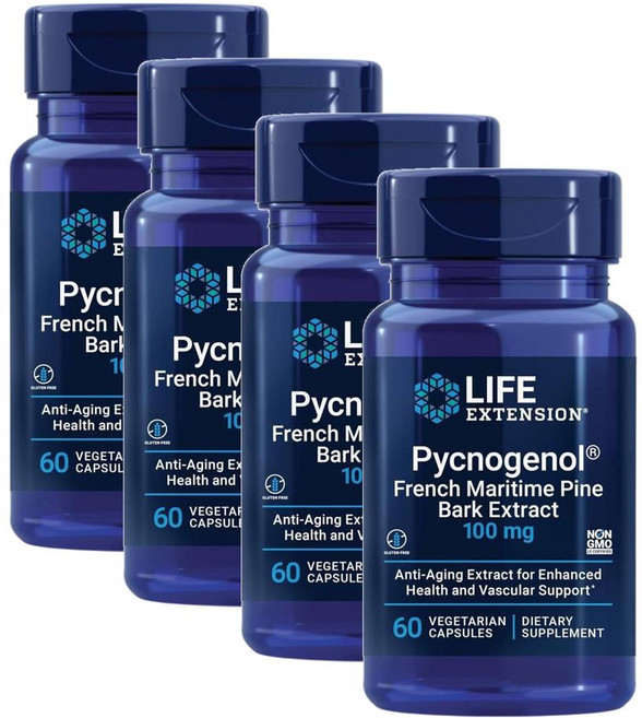 라이프 익스텐션 피크노제놀 프렌치 마리타임 소나무껍질 추출물 캡슐 Life Extension Pycnogenol, 60정, 4개