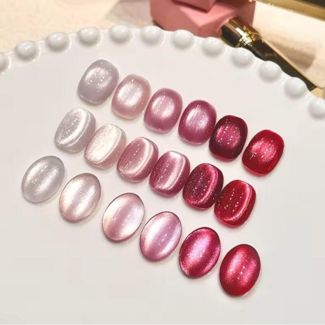 15ml로즈레드 캣츠아이 젤네일 6종 세트 자석젤 고급 네일 컬러, 1개, 15ml