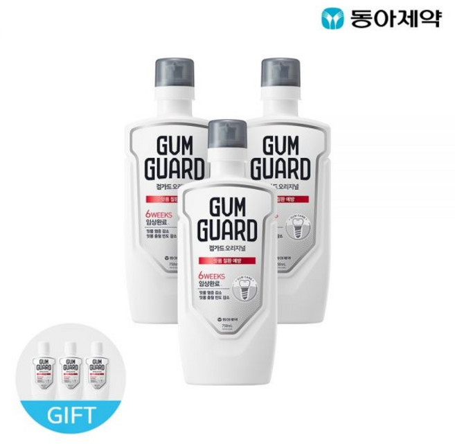 검가드 오리지널 750ml 3개 + 100ml 임플란트 가글 구강청결제 208911, 1_오리지널 750ml 3개+100ml 3개208911