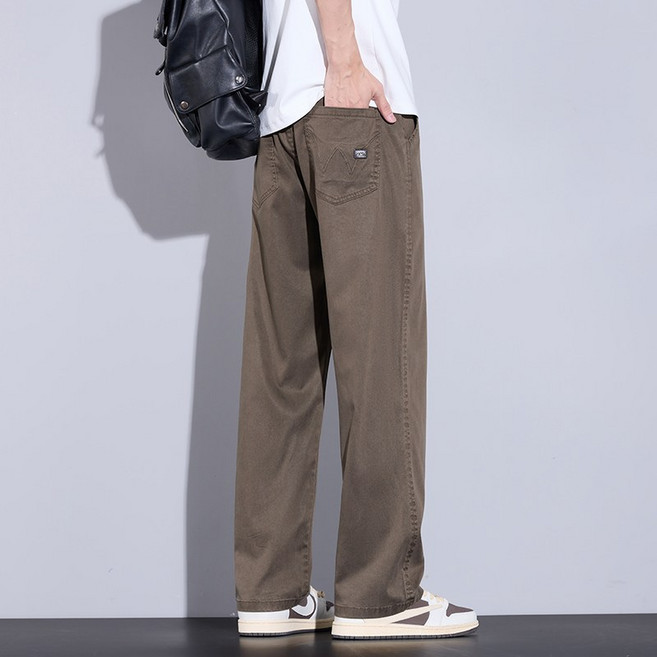 하울맨 남성 통기성 좋고 부드러운 와이드 팬츠 허리 밴딩 빅사이즈 일자 바지