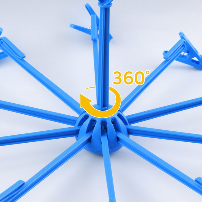 5-4 일조 360도 회전 알뜰건조대 (중) 국산 원형 문어발 빨래 집게 걸이, 랜덤색상, 2개