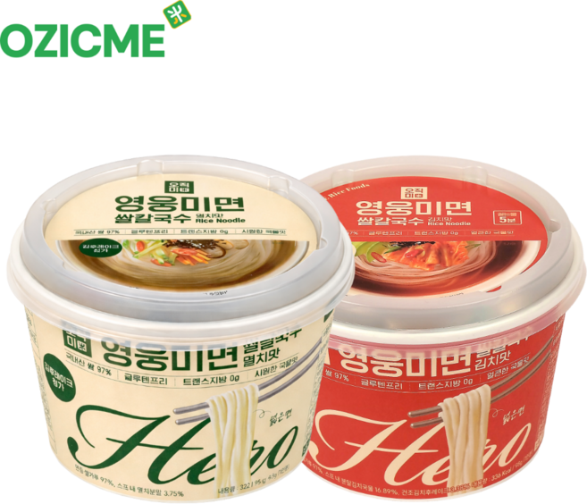 쌀국수 컵쌀국수 멸치맛 김치맛 건면 오직미 영웅미면 쌀칼국수, 96g, 12개, 멸치맛6개김치맛6개