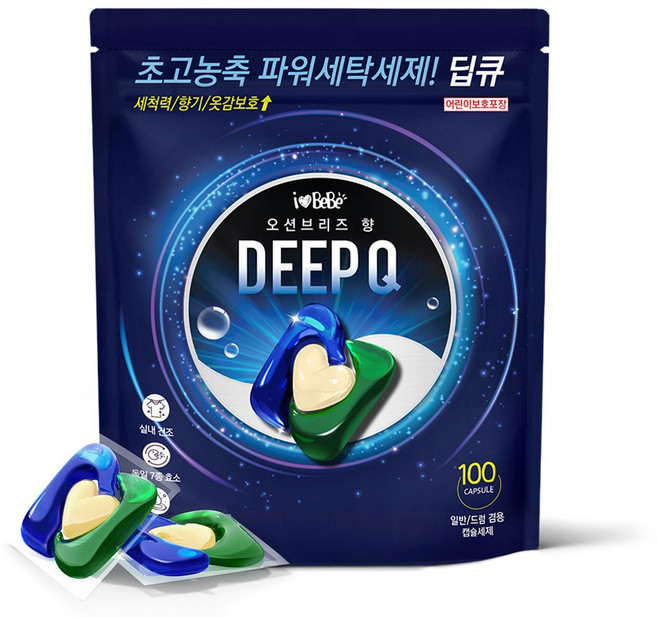 아이러브베베 딥큐 캡슐세제 오션브리즈향 1kg, 100개입, 1개